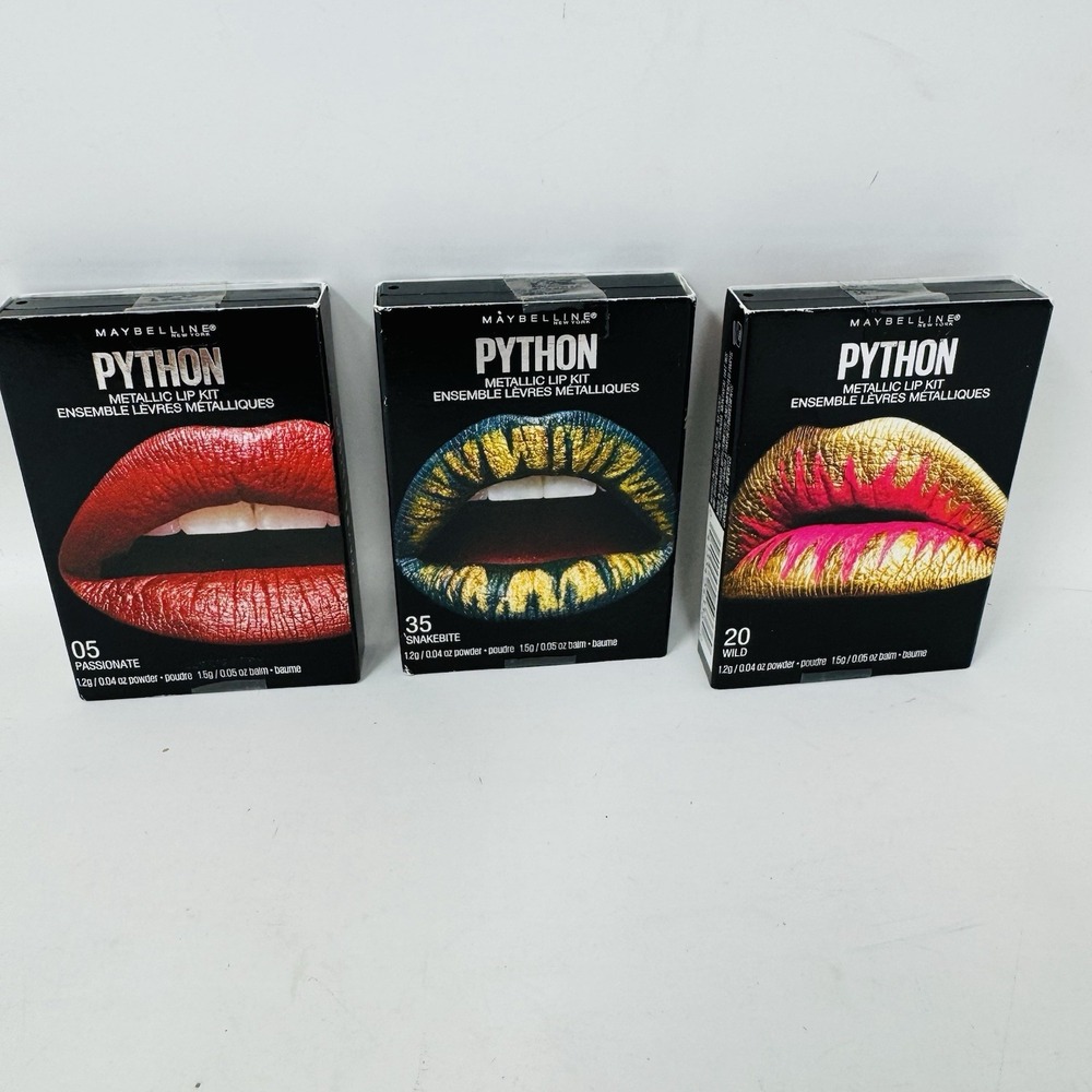 Python Maybelline NY Lip Studio Metallic Lip Makeup Kit, Lot Of 3‎ #5, 20, 35